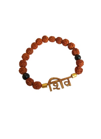 Mahadev Shiva Black Quartz Rudraksha Bracelet By Menjewell